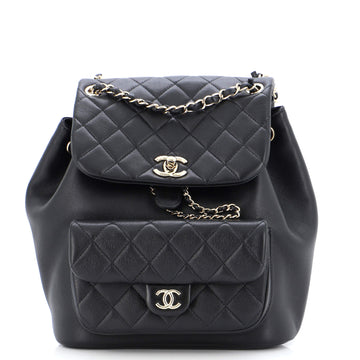 Chanel Duma Drawstring Backpack Quilted Leather Large