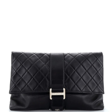 Chanel Fold Over Clutch Quilted Lambskin Medium