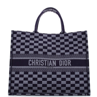 Christian Dior Book Tote Check Canvas Large