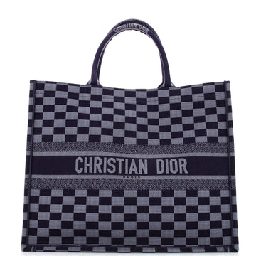 Christian Dior Book Tote Check Canvas Large