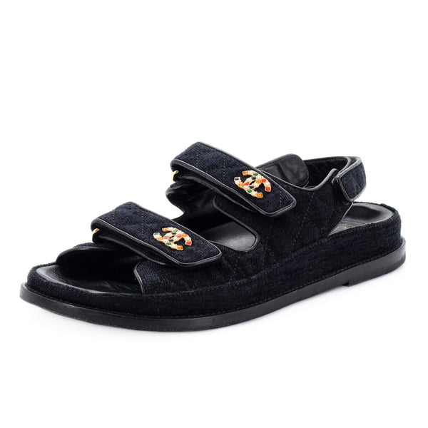 Dad sandals leather sandal Chanel Black size 39 EU in Leather