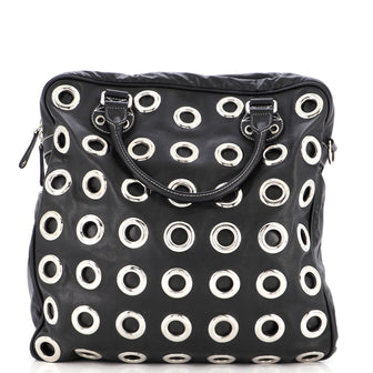 Gucci Convertible Zip Tote Grommet Embellished Leather Large