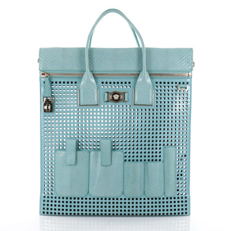 Versace Front Pocket Convertible Tote Perforated Patent 2265801