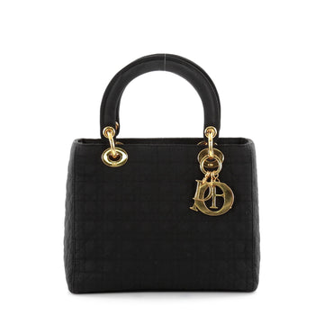 Christian Dior Lady Dior Handbag Cannage Quilt Nylon Medium Black 2266003