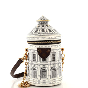 Louis Vuitton Cannes Vase Handbag Limited Edition Fornasetti Architettura Print Leather and Monogram Canvas