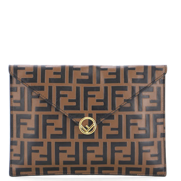 Fendi F is Fendi Envelope Flat Pouch Zucca Embossed Leather Large