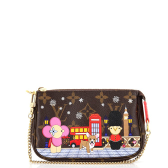Louis Vuitton Pochette Accessoires Limited Edition Vivienne Xmas Monogram Canvas Mini