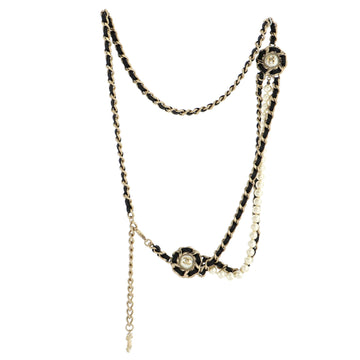 Chanel CC Pearl Multistrand Chain Belt Metal with Leather and Faux Pearls