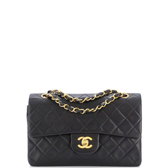 Chanel Vintage Classic Double Flap Bag Quilted Lambskin Small