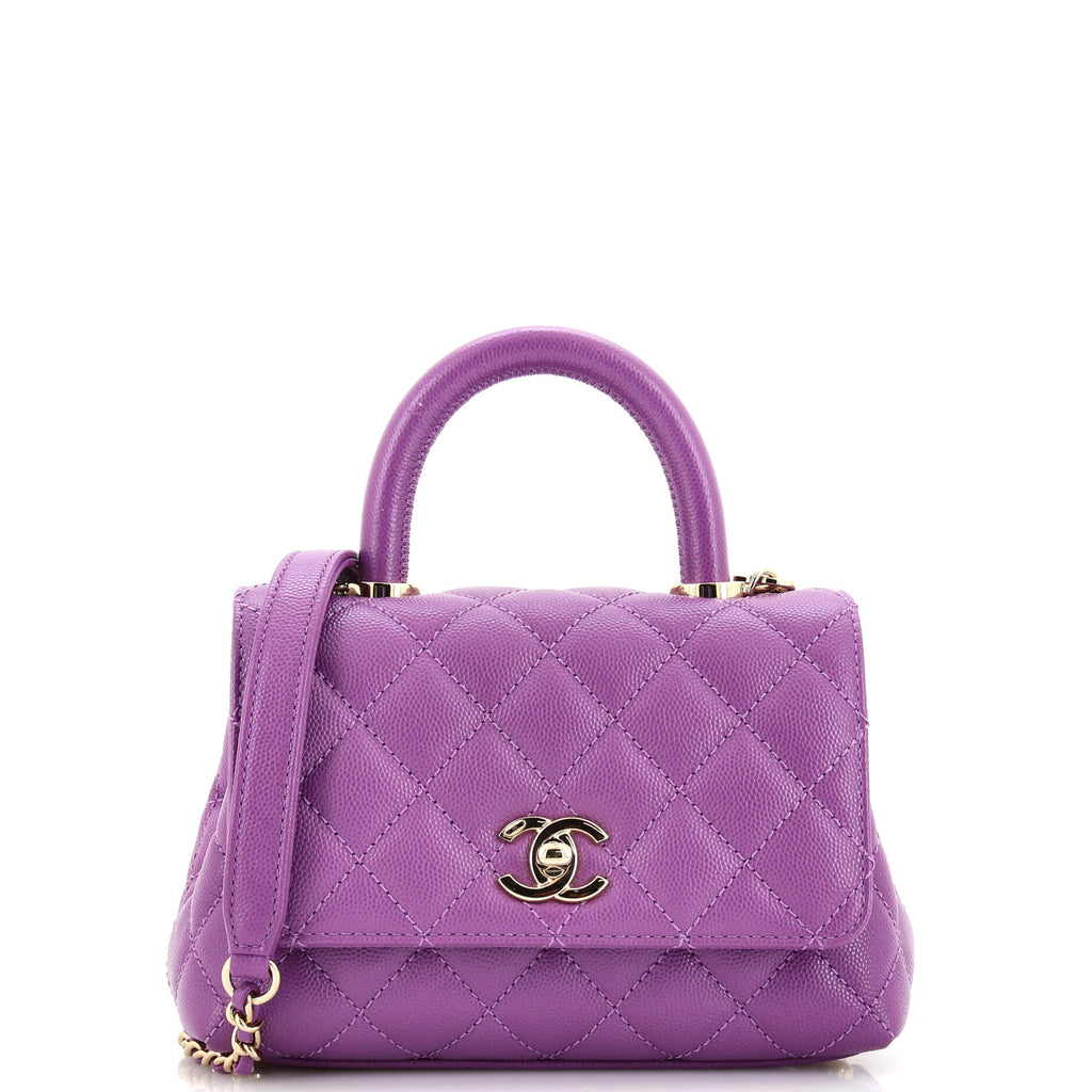 Chanel Iridescent Pink Quilted Caviar Coco Top Handle Extra Mini Flap Bag  For Sale at 1stDibs