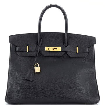 Hermes Birkin Handbag Black Ardennes with Gold Hardware 35