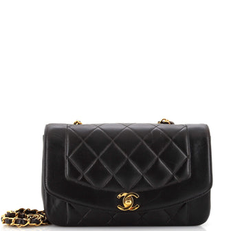 Chanel Vintage Diana Flap Bag Quilted Lambskin Small Black 22672339