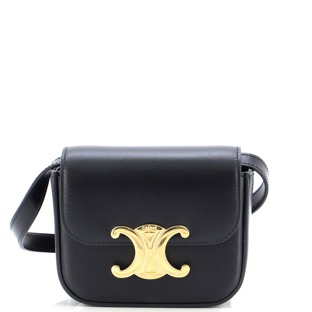 Celine Triomphe Shoulder Bag Smooth Calfskin Mini Black 22672353