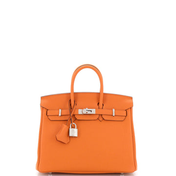 Hermes Birkin Handbag Orange Togo with Palladium Hardware 25