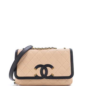 Chanel Filigree Flap Bag Quilted Caviar Small