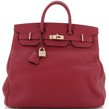 Hermes HAC Birkin Bag Red Togo with Permabrass Hardware 40