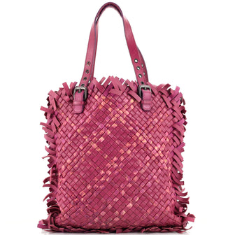 Bottega Veneta Paille Sfrangiato Aquatre Tote Fringe Intrecciato Nappa Large