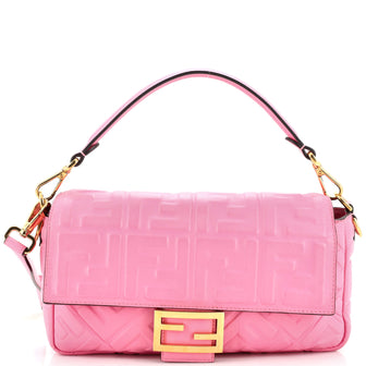Fendi Baguette NM Bag Zucca Embossed Leather Medium