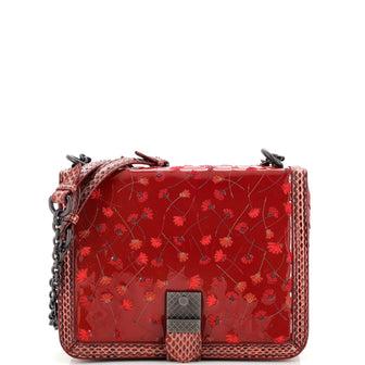 Bottega Veneta Runway Accordion Shoulder Bag Embroidered Patent with Snakeskin Small