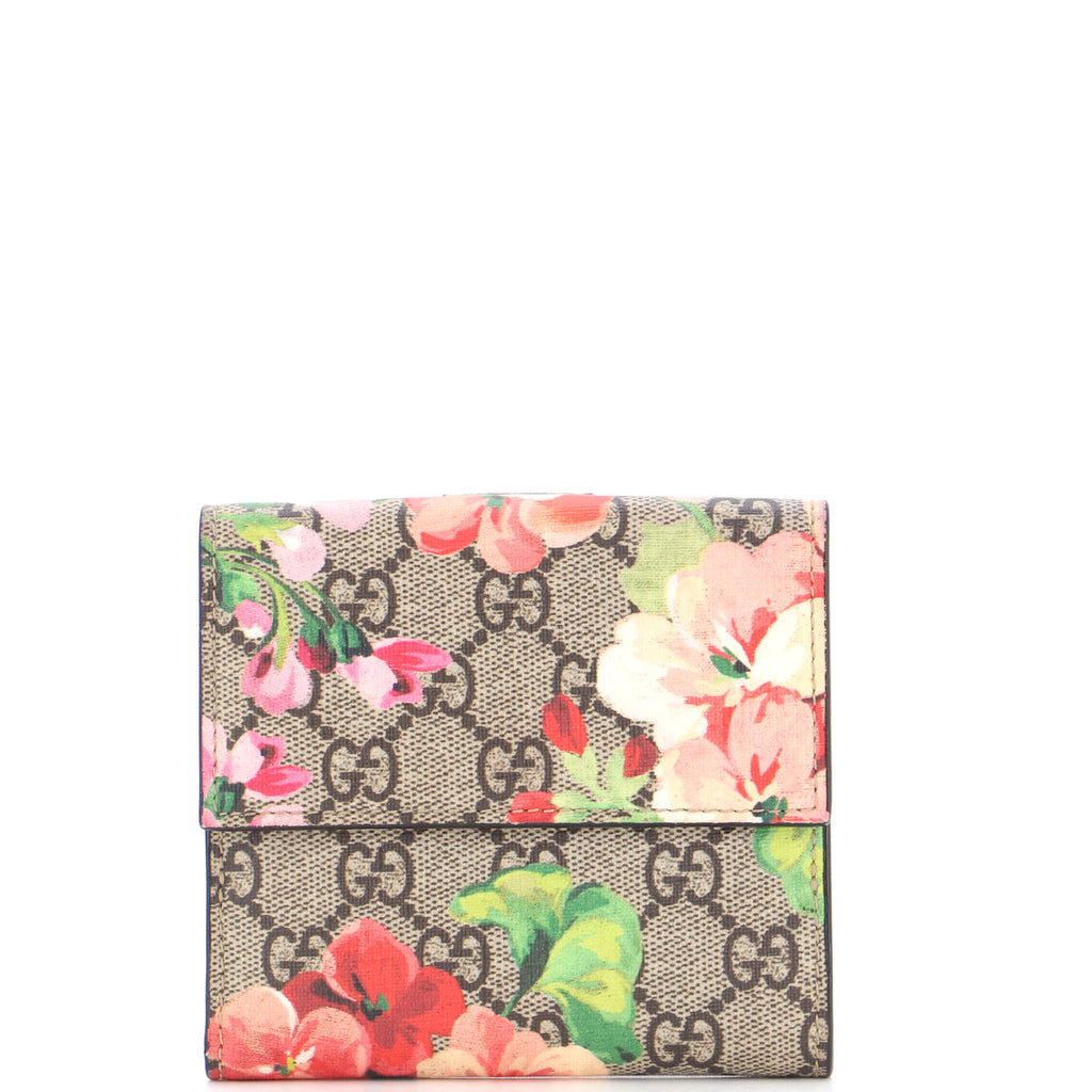 Gucci French Flap Wallet Blooms Print GG Coated Canvas 226767