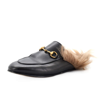 Gucci Women's Princetown Mules Leather with Fur