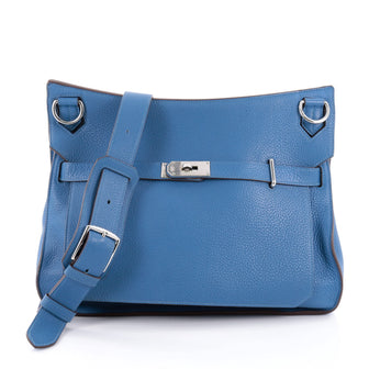 Hermes Jypsiere Handbag Clemence 37 Blue 2268102