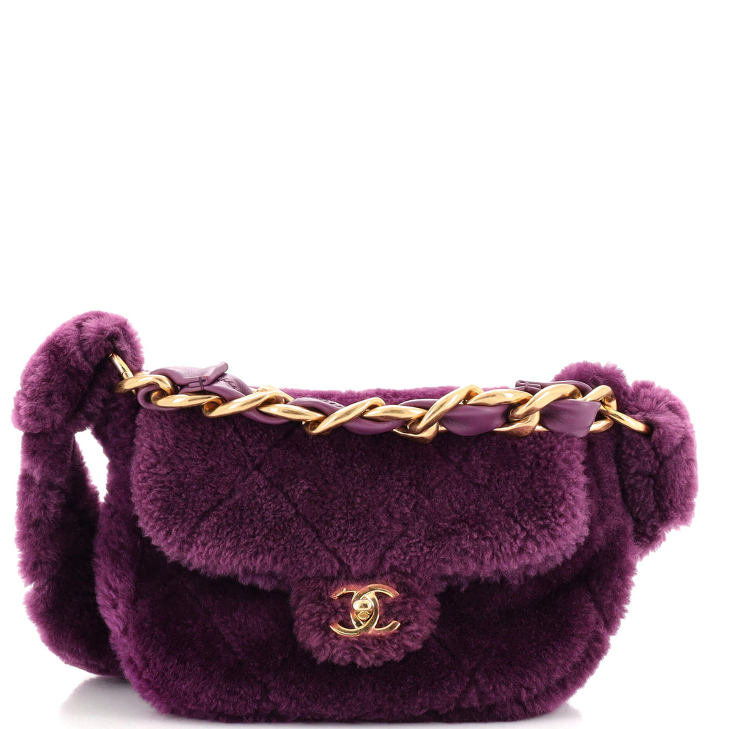 Chanel Coconing Flap Bag Quilted Shearling with Lambskin Purple 2268111