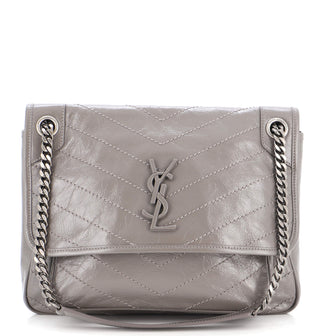 Saint Laurent Niki Chain Flap Bag Matelasse Chevron Leather Medium