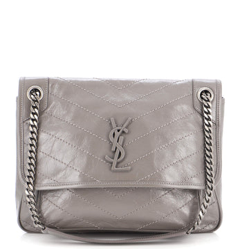 Saint Laurent Niki Chain Flap Bag Matelasse Chevron Leather Medium