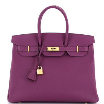 Hermes Birkin Handbag Purple Epsom with Gold Hardware 35