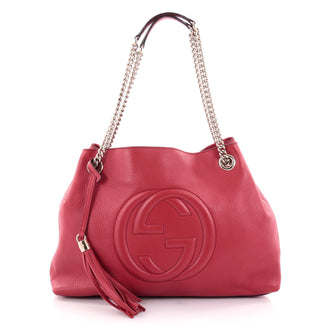 Gucci Soho Shoulder Bag Chain Strap Leather Medium Red 2268501