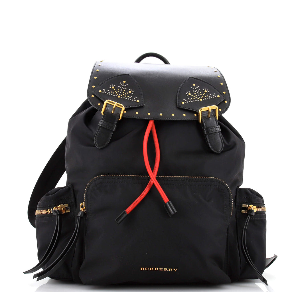 Burberry Rucksack Backpack Studded Leather and Nylon Large Black 2258802