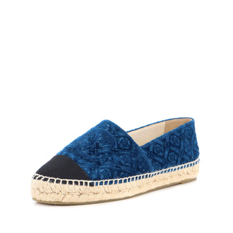 Chanel Women's CC Cap Toe Espadrilles Camellia Velvet