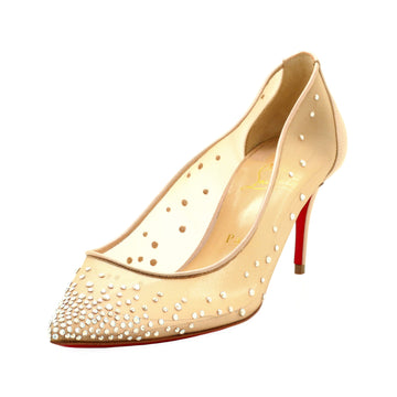 Christian Louboutin Women's Follies Strass Pumps Crystal Embellished Mesh 70