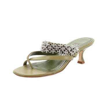 Manolo Blahnik Women's Chain Heeled Sandals Leather