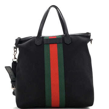 Gucci Web Zip Tote Techno Canvas Medium