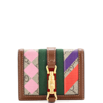 Gucci Jackie 1961 Flap Card Case Printed GG Coated Canvas