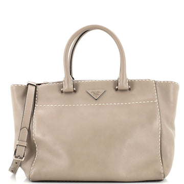 Prada Twin Pocket Tote Stitched City Calf Medium