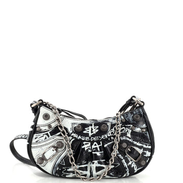 Balenciaga Le Cagole Graffiti Giant Studs Shoulder Bag Leather Mini