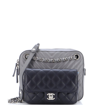 Chanel Paris-Hamburg Double Camera Case Bag Chevron and Diamond Quilted Calfskin Small