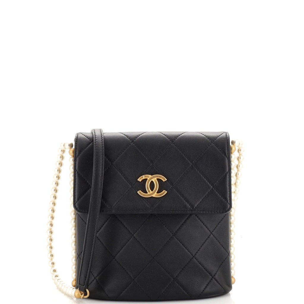 Chanel About Pearls Flap Hobo Quilted Calfskin Small Black 22695716