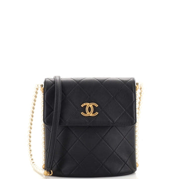 Chanel About Pearls Flap Hobo Quilted Calfskin Small