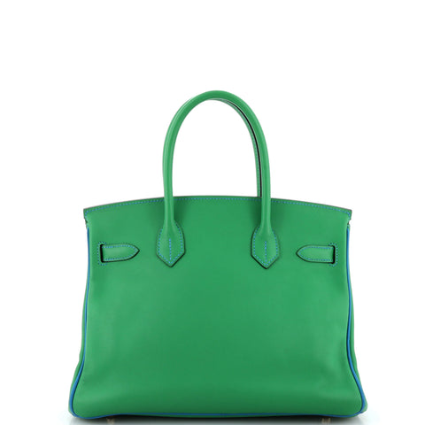 Hermes Birkin Handbag Bicolor Swift with Gold Hardware 30 Green 2269571