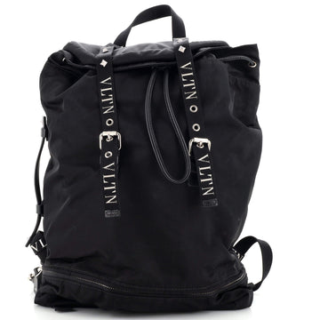 Valentino Garavani VLTN Double Buckle Flap Backpack Nylon