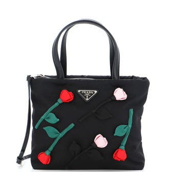 Prada Zip Tote Tessuto with Applique Small