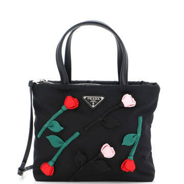 Prada Zip Tote Tessuto with Applique Small