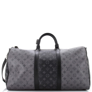 Louis Vuitton Keepall Bandouliere Bag Reverse Monogram Eclipse Canvas 50