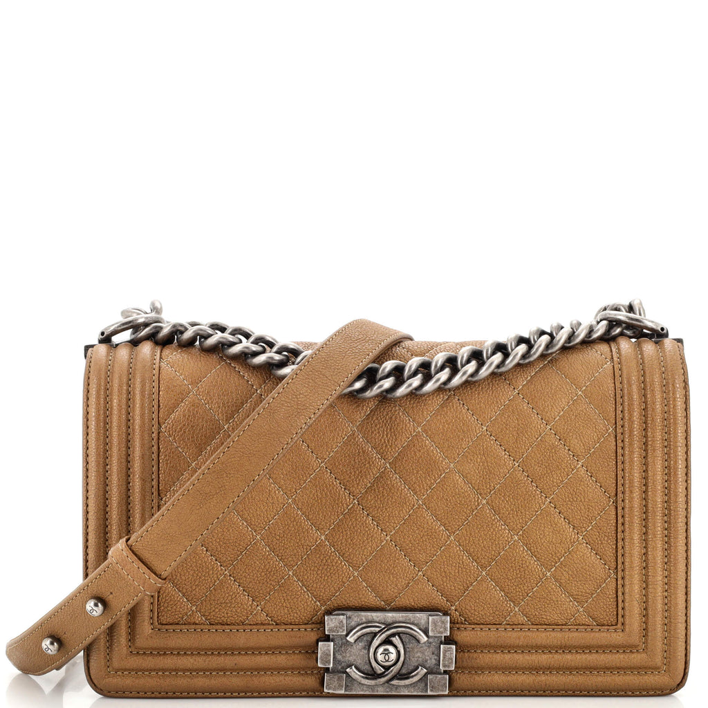 Chanel Boy Flap Bag Quilted Caviar Old Medium Gold 2269576