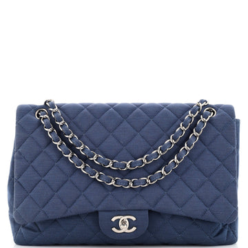 Chanel Classic Single Flap Bag Quilted Jersey Maxi