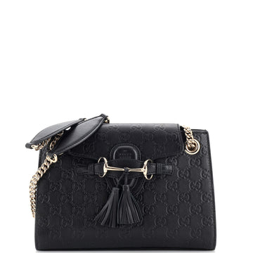 Gucci Emily Chain Flap Shoulder Bag Guccissima Leather Small